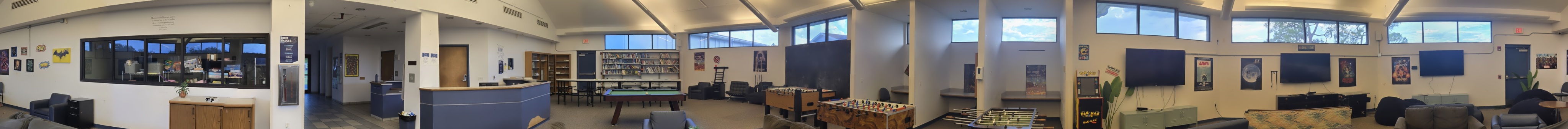 Wide panoramic view inside the Camp Frontier HangOut
